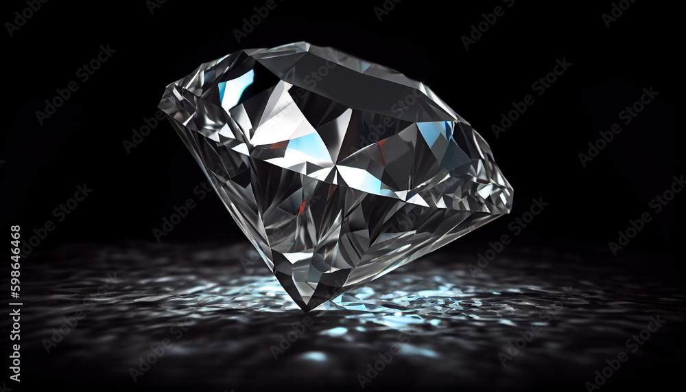 Diamond isolated on solid black background Ai generated image Diamond isolated on solid black background Ai generated image