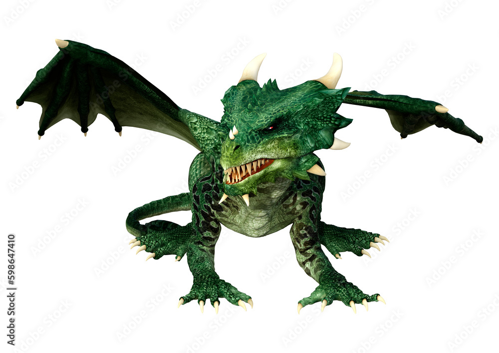 Fototapeta premium 3D Rendering Fairy Tale Dragon on White