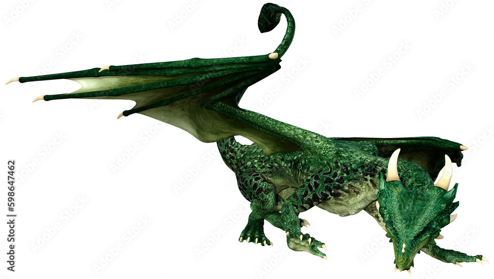 Fototapeta premium 3D Rendering Fairy Tale Dragon on White