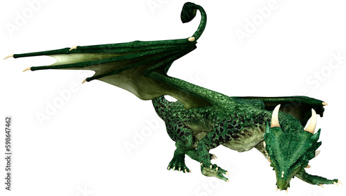 Fototapeta Naklejka Na Ścianę i Meble -  3D Rendering Fairy Tale Dragon on White