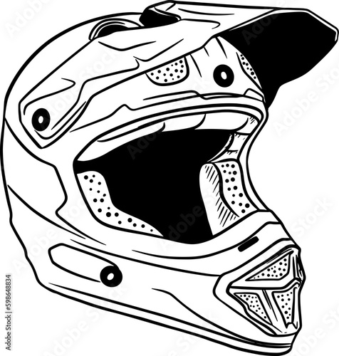 Helmet for riding motocross bikes. Head protection. Enduro sport.