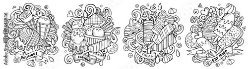 Ice Cream cartoon vector doodle designs set