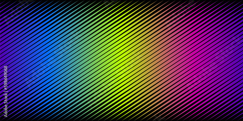 Trendy halftone line background. Vector seamless pattern with diagonal lines, halftone stripes. Extreme sport style, urban art texture. Vibrant neon colors, black and trippy rainbow gradient cover