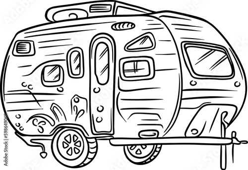 Travel trailer. Motorhome for family trips. Camping.