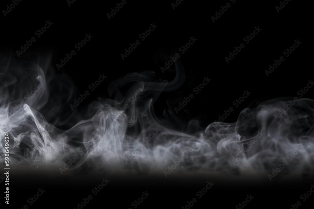 White Smoke on Black Background. Isolated Fog and Mist Abstract White Smoke on Black Background. Isolated Fog and Mist Abstract