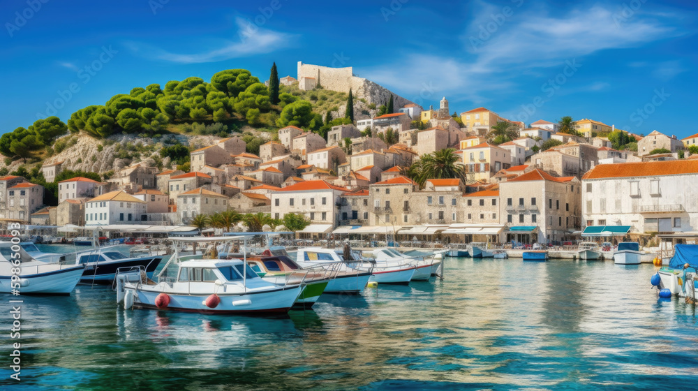 view of dalmatia in croatia. summer vacation concept. Generative AI