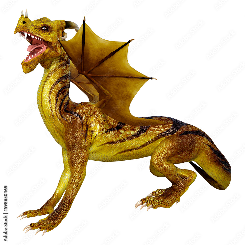 Fototapeta premium 3D Rendering Fairy Tale Dragon on White