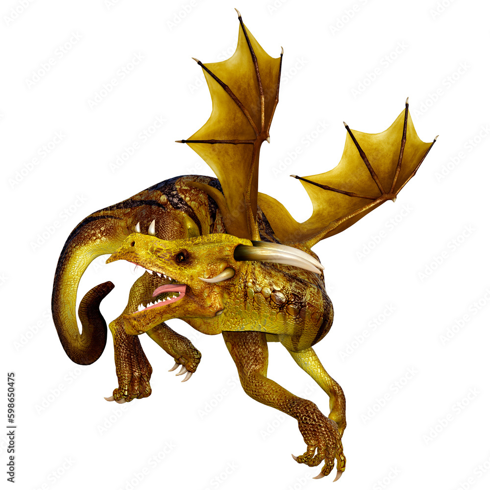 Obraz premium 3D Rendering Fairy Tale Dragon on White