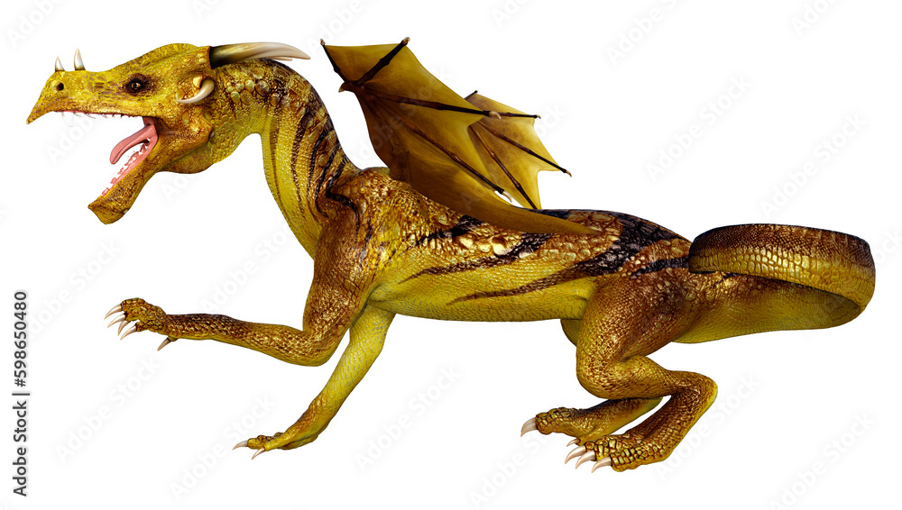 Fototapeta premium 3D Rendering Fairy Tale Dragon on White