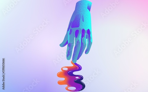 illustration, hand, shapes, gradient, shapes, different,