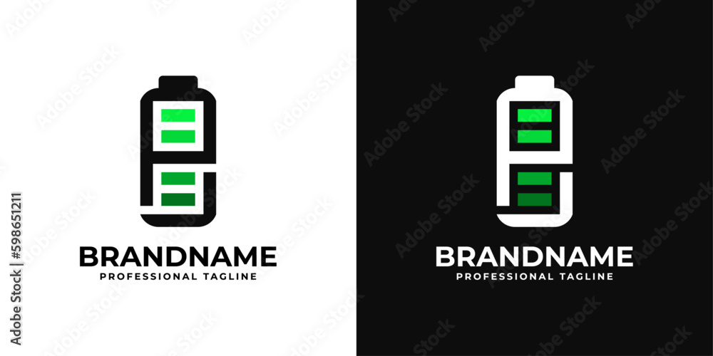 Letter P Battery Logo. Suitable for any business related to Battery with P initial. - obrazy, fototapety, plakaty 