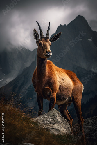 Majestätischer Gemsbock in den Bergen © Jibber 