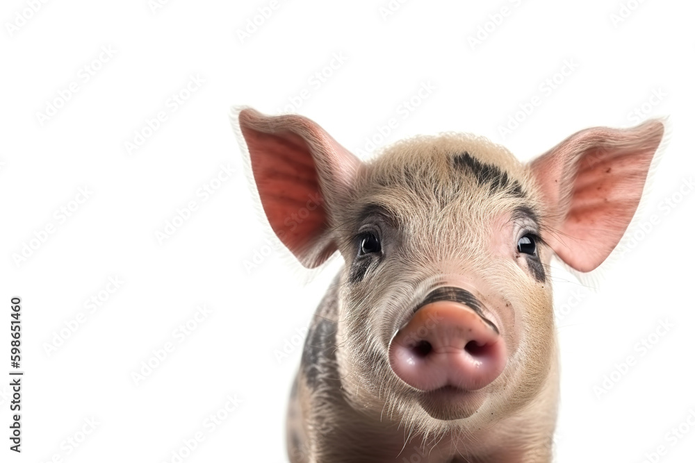 Image of a pig on white background. Farm animals. Illustration, generative AI. Image of a pig on white background. Farm animals. Illustration, generative AI.