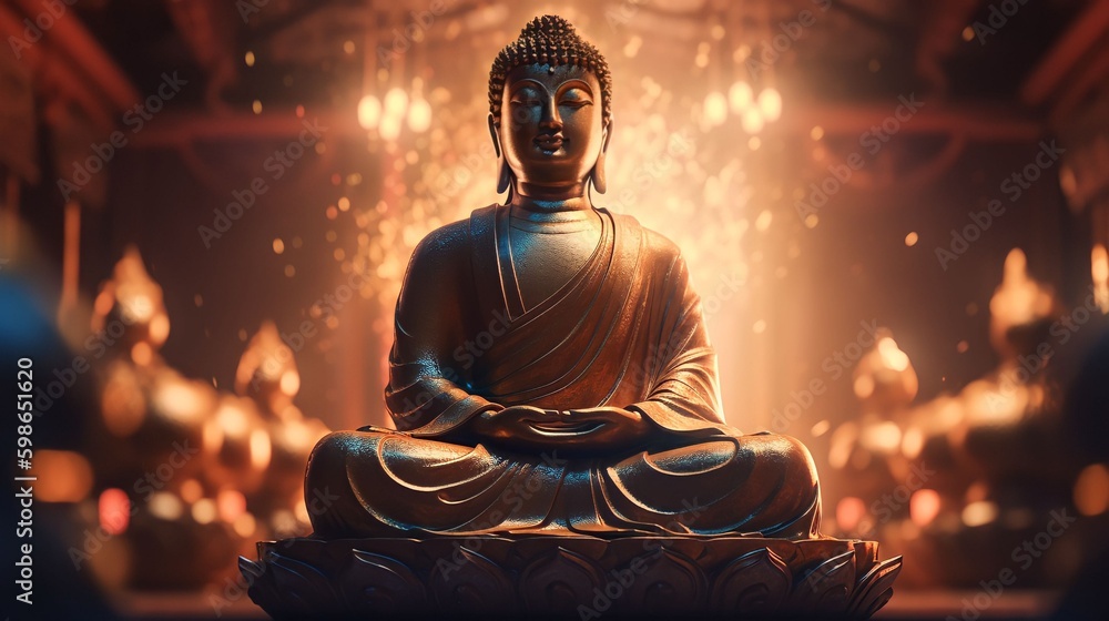 Fototapeta premium banner illustration Fantasy Buddha sitting