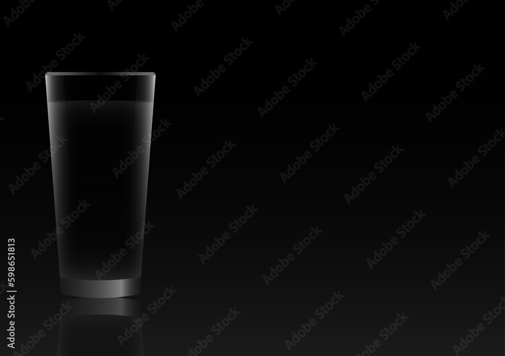 Glass of Water. Mineral Water. Vector Illustration Isolated on Black Background. Glass of Water. Mineral Water. Vector Illustration Isolated on Black Background.