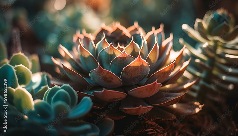 Small succulent plant with spiked purple leaves generated by AI Small succulent plant with spiked purple leaves generated by AI