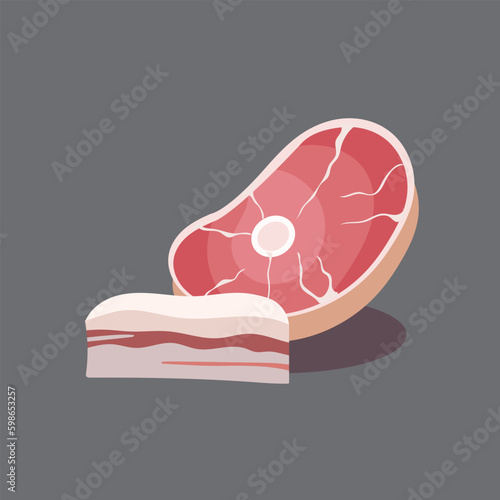 Meat products. Piece of meat. BBQ set. Vector products set.