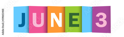 JUNE 3 colorful vector typography banner