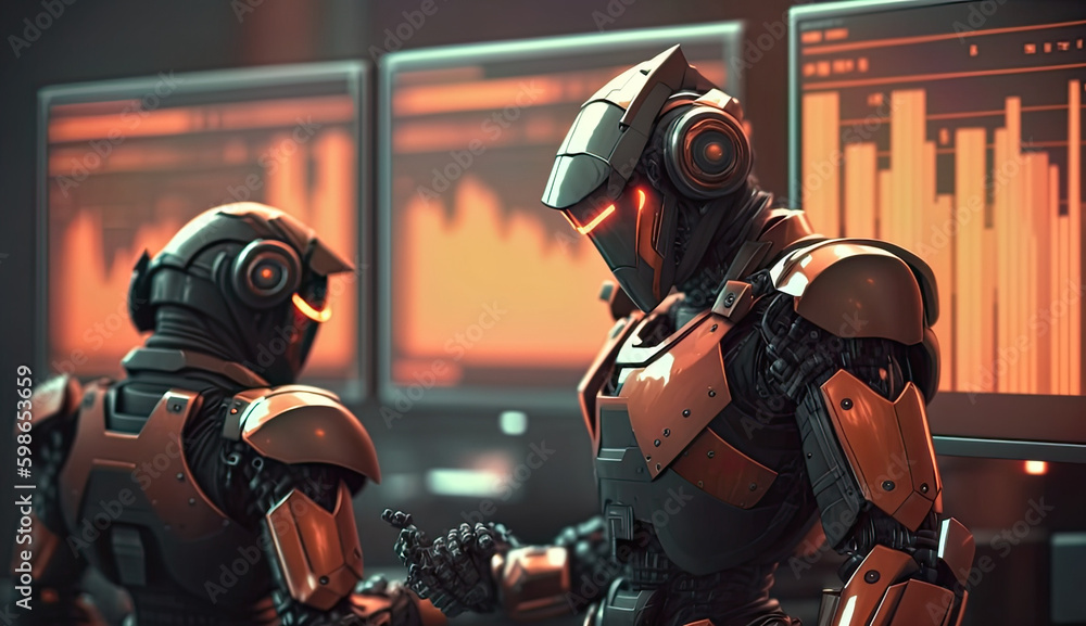 Robot warriors in colosseum | Intense moment indicator | Generated by Ai Generative Robot warriors in colosseum | Intense moment indicator | Generated by Ai Generative