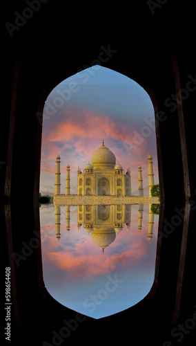 Taj Mahal at sunset, beautiful scenery of India