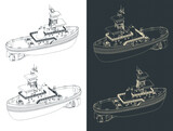 Tug boat isometric blueprints