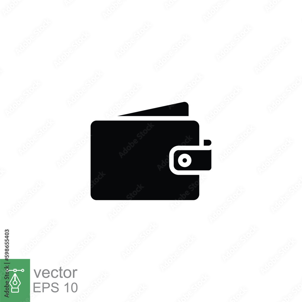 Money wallet icon. Simple solid style. Pay, purse, bill, card pocket, payment concept. Black silhouette, glyph symbol. Vector symbol illustration isolated on white background. EPS 10. Money wallet icon. Simple solid style. Pay, purse, bill, card pocket, payment concept. Black silhouette, glyph symbol. Vector symbol illustration isolated on white background. EPS 10.