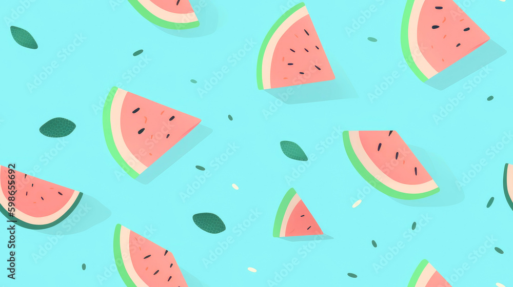 Seamless background with watermelon slices. Generative AI Seamless background with watermelon slices. Generative AI
