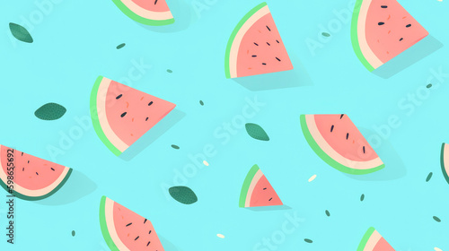 Seamless background with watermelon slices. Generative AI