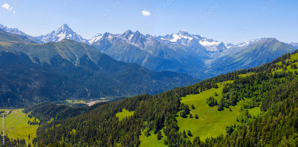beautiful green mountain valley landscape