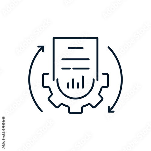 The concept of technical flow of documents, compliance and updating of data. Vector icon isolated on white background.