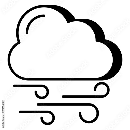 Editable design icon of windy cloud 