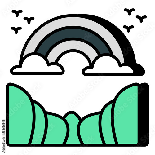 An eye catching icon of rainbow, flat style 