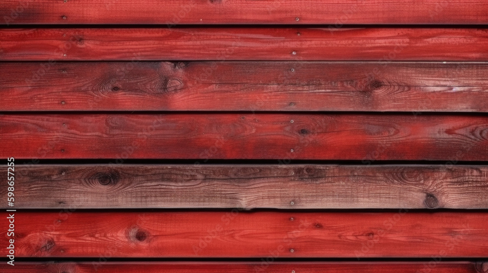 red painted wooden boards, background wallpaper. Generative AI - obrazy, fototapety, plakaty 