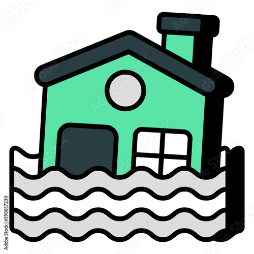 Flood icon in flat design isolated on white background 
