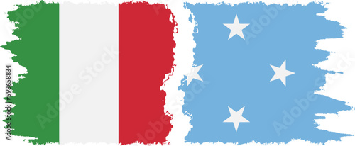 Federated States of Micronesia and Italy grunge flags connection v