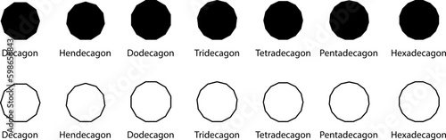 set of shapes vector illustration ,outline and silhouette.collection of geometric Shapes.