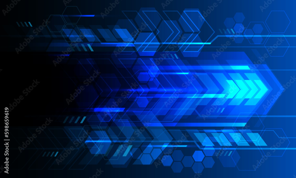 Abstract technology blue light arrow geometric cyber circuit design ...
