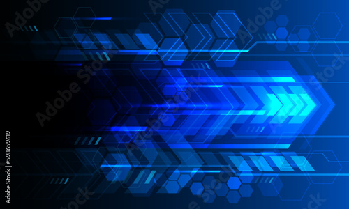 Abstract technology blue light arrow geometric cyber circuit design modern futuristic creative background vector