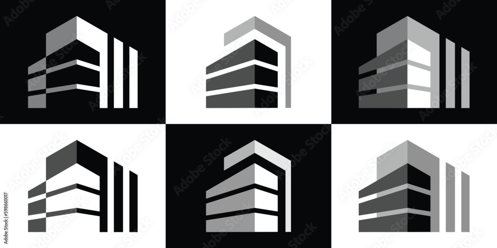 logo design set building icon vector illustration flat minimalist logo design set building icon vector illustration flat minimalist