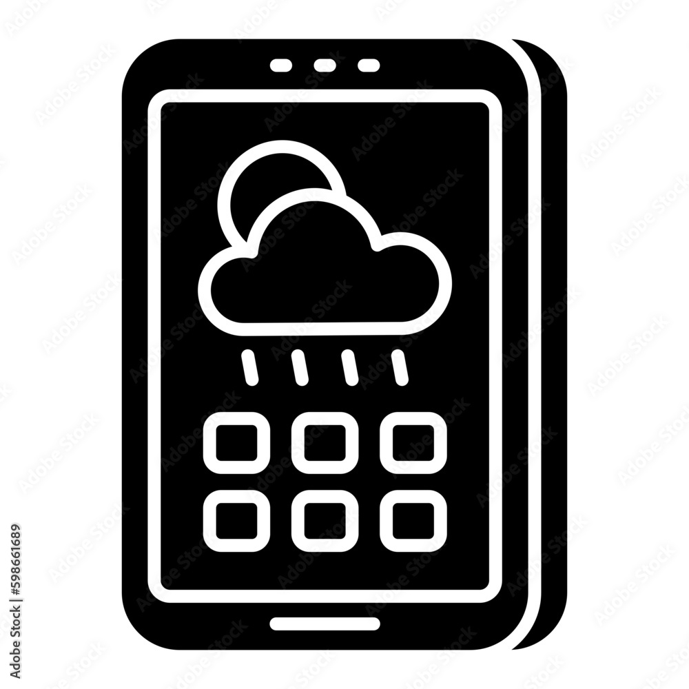 Mobile weather app icon in premium style Mobile weather app icon in premium style