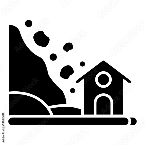 A solid design icon of landslide 