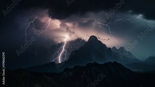 Ein Naturschauspiel der Sonderklasse. Das Bild zeigt einen wunderschönen Blitz im verschneiten Hochgebirge. Die Aufnahmen sind aus der Nacht.