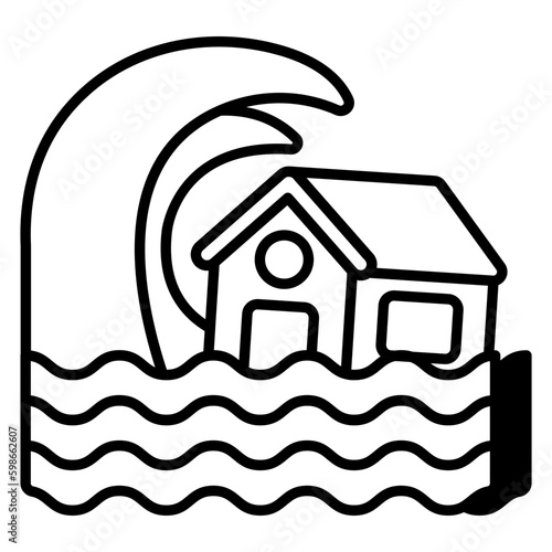 Flood icon in linear design isolated on white background 