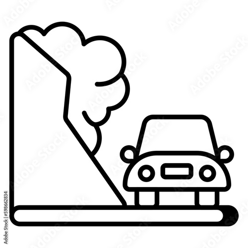 A linear design icon of landslide 