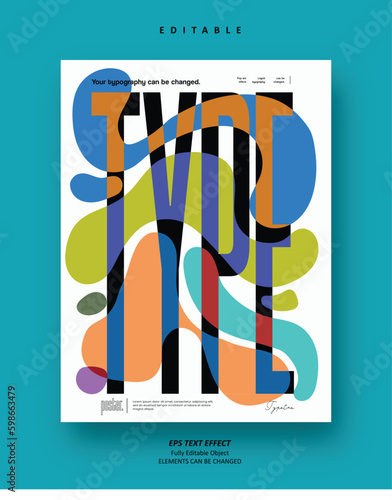 Editable Text Effect Vector of Pop members art colorful liquid typography for poster, display, print, wall art