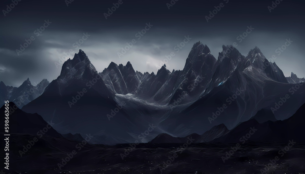 Majestic Peaks at Sunset - AI Generated Image