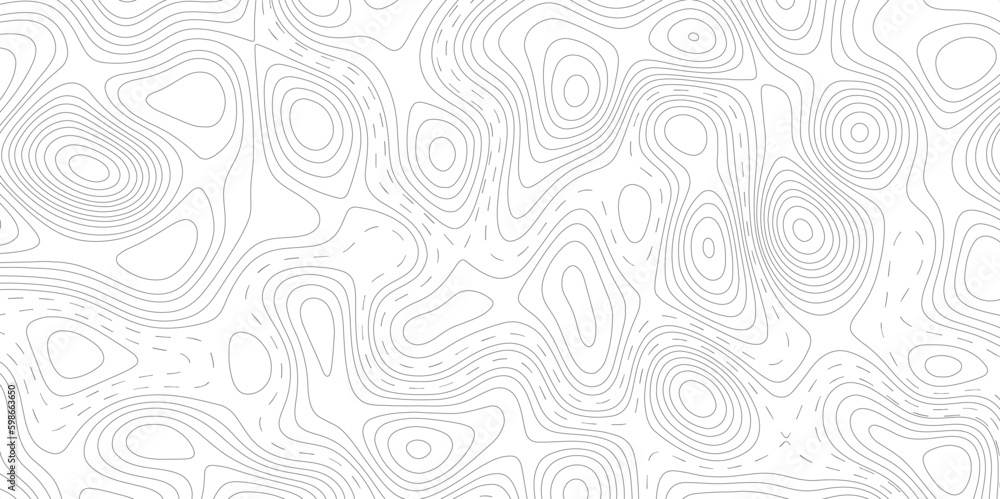 Topographic map lines. Gray seamless design. Fine tileable isolines pattern. Vector illustration.
