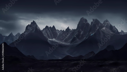 Majestic Peaks at Sunset - AI Generated Image