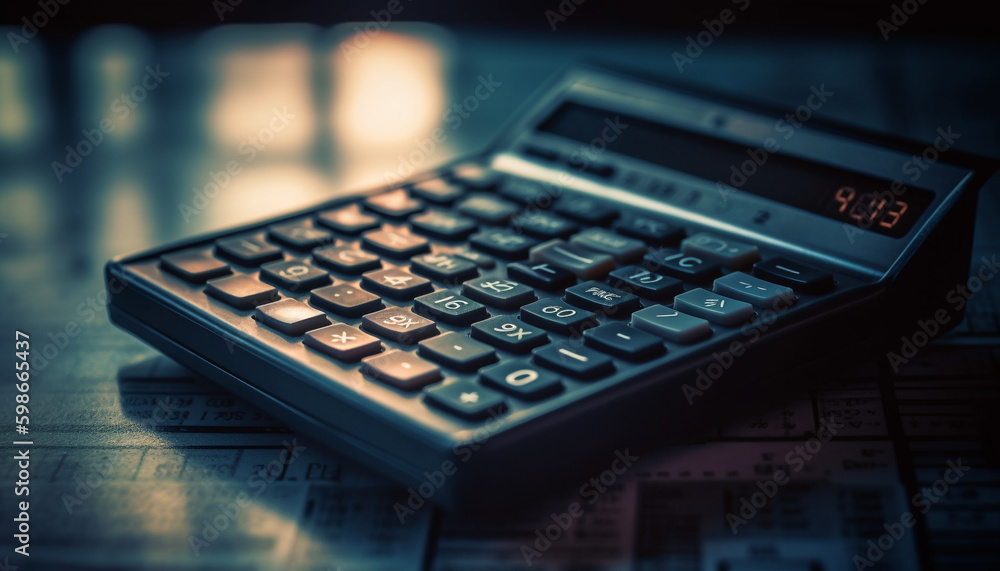 Calculating financial figures on modern computer equipment indoors generated by AI Calculating financial figures on modern computer equipment indoors generated by AI