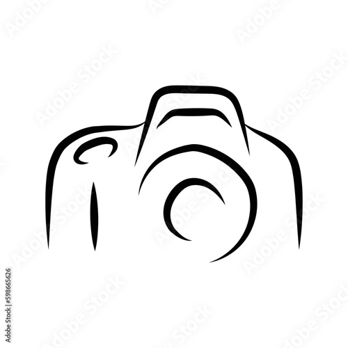 Doodle illustration of a camera isolated on a white background. Camera icon drawn by hand. Vector illustration